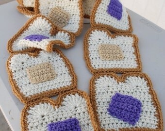 Crocheted Peanut butter & Jelly scarf
