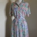 Vintage Two Piece Pastel Floral Full Skirt and Shirt Size 14 by Alfred Dunner