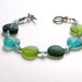 Glass Leaf and Aventurine Bracelet Teal Sage Forest Green Sterling Spring Fashion Gift
