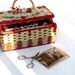 Vintage Sewing Basket, Natural Rope, Red, Shabby Chic, Home Decor, With Extras