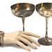 Vintage toasting goblets Eales silver over copper bridal wedding champagne