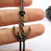 Anchor Bracelet---antique bronze unique little anchor&brown leather chain