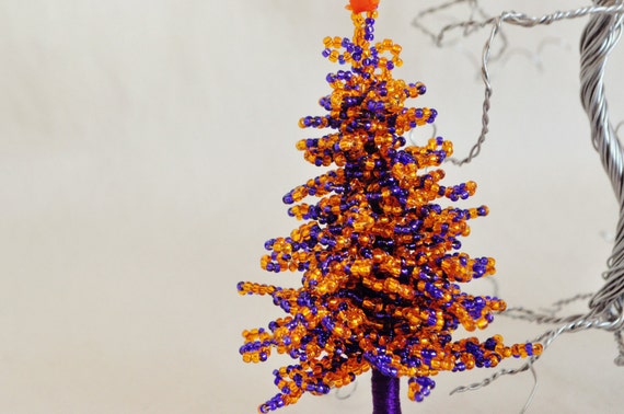 Items similar to PHOENIX SUNS purple and orange beaded Christmas tree ...