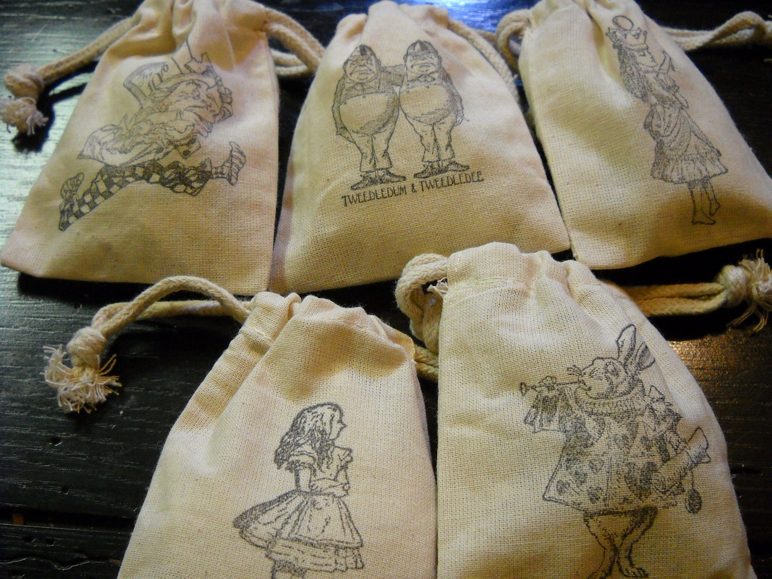 Alice in Wonderland Party Favors-Muslin Party Bags-Treat