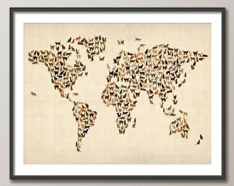 Cats Map of the World Map, Art Print (180)