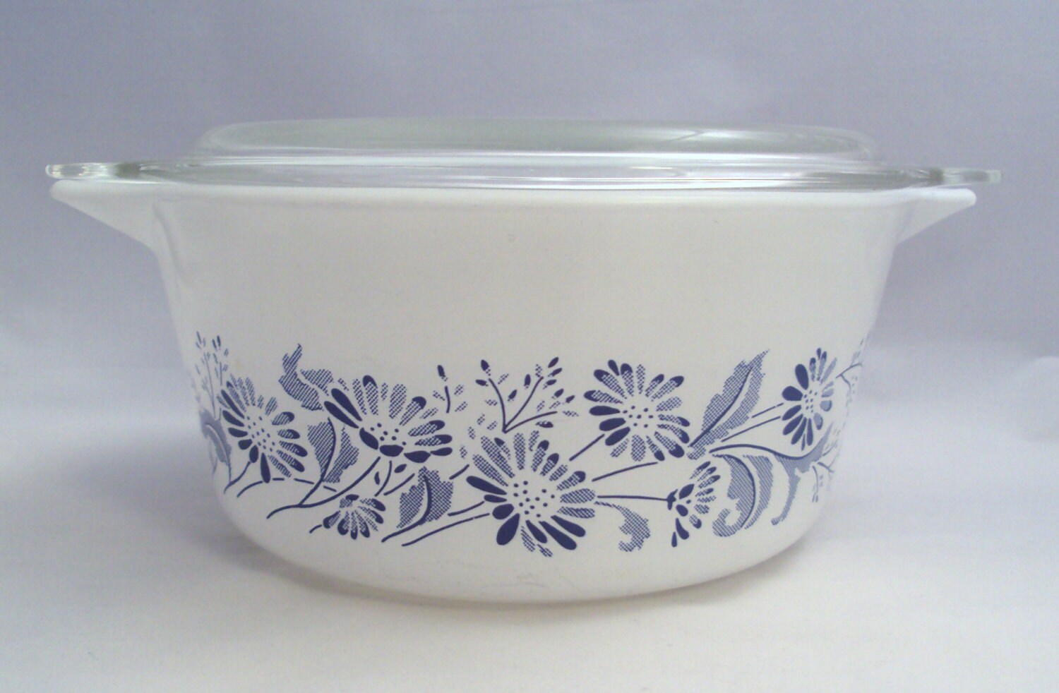 Vintage Corning Glass Pyrex Colonial Mist Blue Daisy Casserole