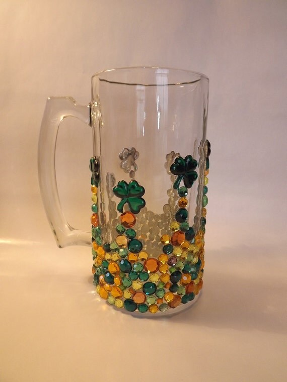 Rhinestone Bling Beer Mug / Stein St. Patrick's by EVRhinestones