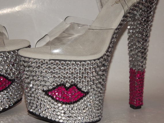 Rhinestone Bling Custom Platform Heels Stripper Dancer Exotic