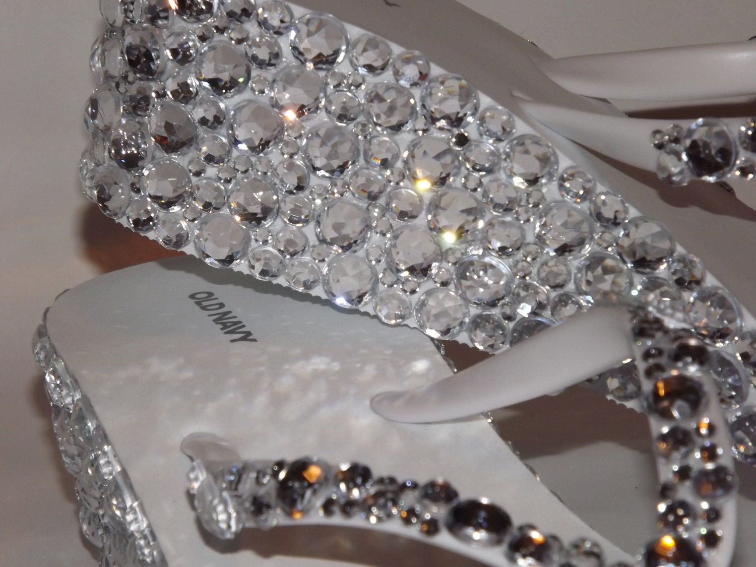 Rhinestone Bling Flip Flop Wedge Sandals Bridal Wedding