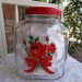 Canister Jar with Vintage Meyercord Rose Decal - Cherry Red - Polka-Dots -Retro Kitchen - Cookie Jar