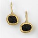 Reserved - 22k Gold Earrings with Black Tektite Stone, Evening Dress black Gemstone Earrings, 22k Gold Earrings& Tektite gemstone Earrings