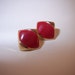 Vintage red and gold square earings