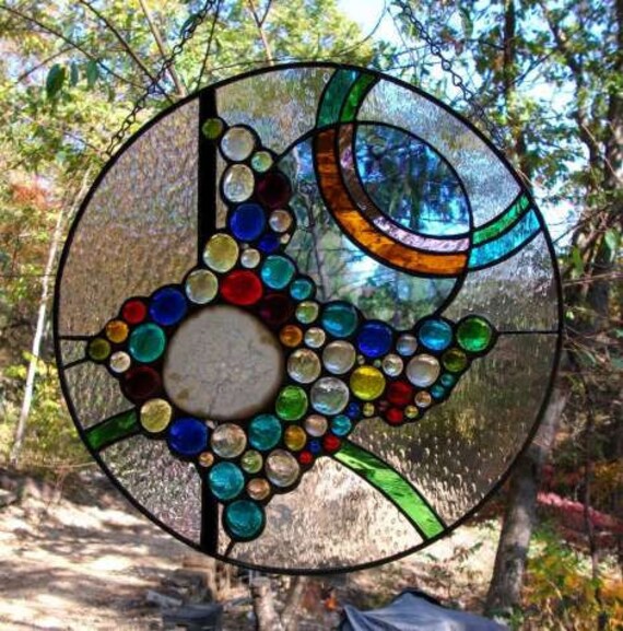 Stained Glass and Geode round art panel by RussRoseCreations