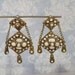 Clip Earrings Brass White Milky Glass Inset Middle East / Asia - Unique