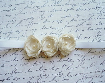 Ivory/Cream Baby Flower Girl Headband/ Newborn Baby Headband/ Baby Headband/ Toddler Headband/ Adult Headband