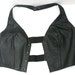 s a l e / / / Black Leather Snap-Up Halter Bustier Crop Top with Elastic Back / / / s a l e