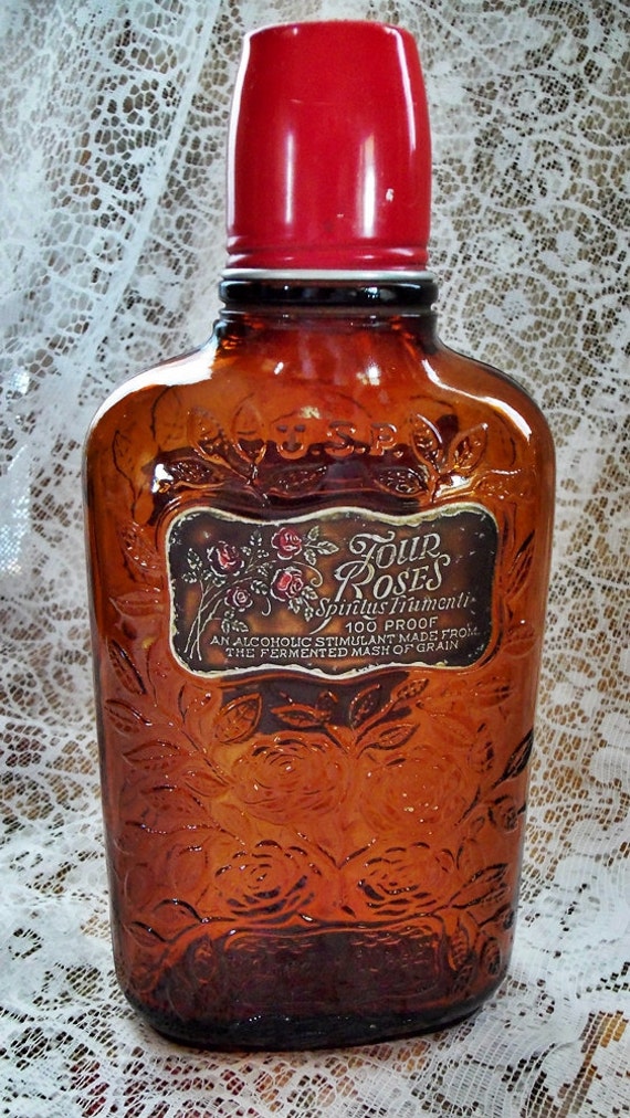 RePurpose This Vintage Bar Bottle Four Roses Whiskey w/ Tin