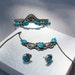 3 Piece Native American Silver & Turquoise Necklace, Bracelet ,Earring Set