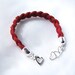 Red Braided Leather Bracelet with Hearts