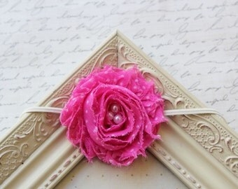 Bubble Gum Pink Chiffon Flower headband, baby flower headbands, pink headbands, newborn headbands, photography prop