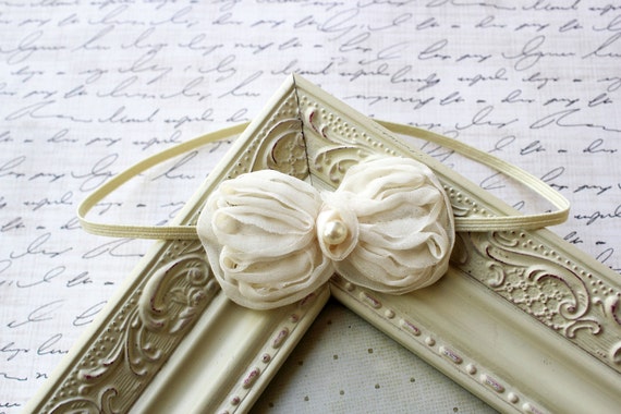 newborn baby headband bows chiffon and sequin items similar to ivory chiffon bow headband baby newborn baby headband bows chiffon and sequin items similar to ivory chiffon bow headband baby