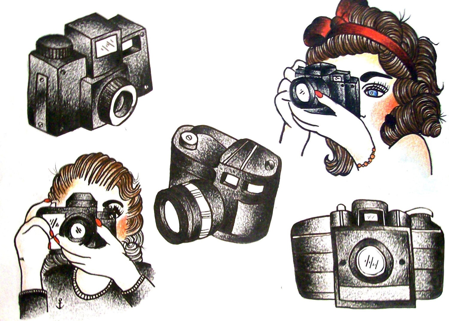 Hand drawn Vintage Camera collection Illustration by AtomicCouture