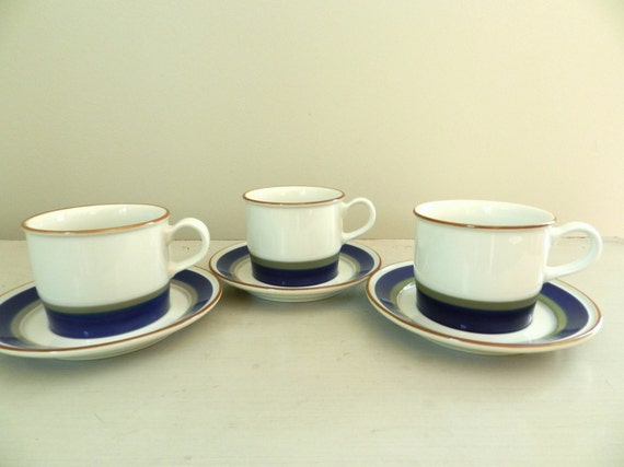 Vintage Porsgrund Norway Porcelain Cups Saucers Saga Eystein