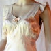 40s Satin Gown / Slip Dress / Asymmetric Cut / Peach and Ecru Lace / Old Hollywood