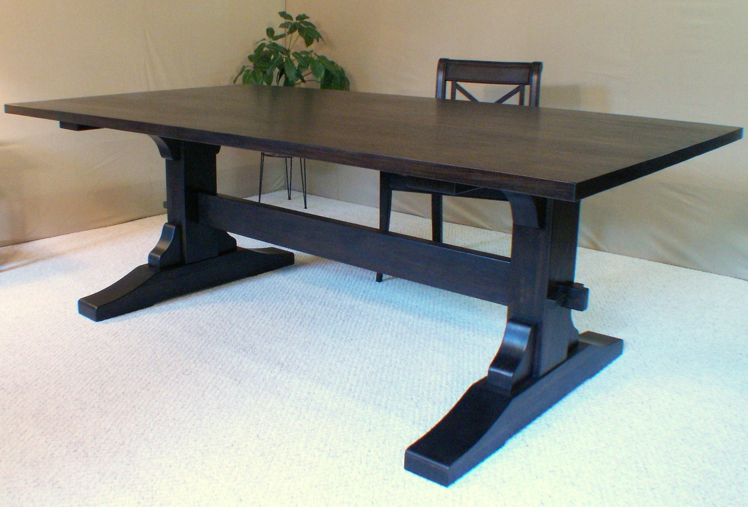 Wood Dining Table Trestle Table Black Walnut Made in Vermont