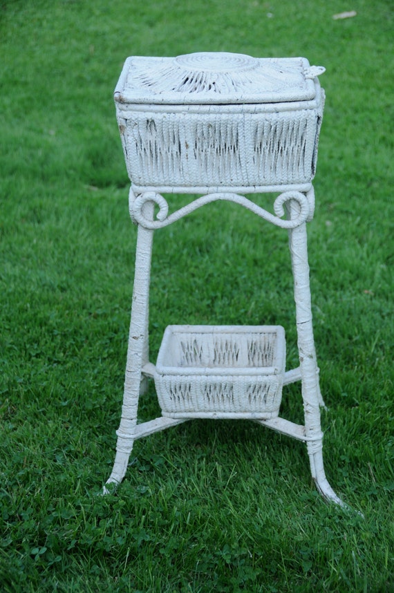 Antique Wicker Basket Stand White Wicker Plant Stand Lidded