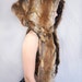 Brown and beige textured faux fur Shambhala style hood with brown OR grey lining