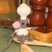 CLEARANCE Knit Chef Mouse Doll - Miniature Knitted Gray Mouse Cook - Amigurumi Toy