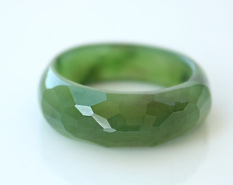Jade Ring - Nephrite Jade Ring - Faceted Ring
