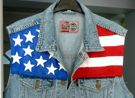 denim american flag shirt