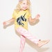 Unicorn Black and White Applique T Shirt in Butter Yellow