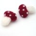 Felt Brooch Toadstools - needle felted toadstools with pin brooch backs - Woodland style brooch - Red toadstool