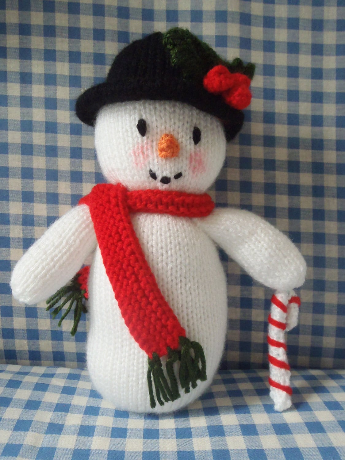 Hand Knitted Snowman . Christmas Decoration. Jean Greenhowe