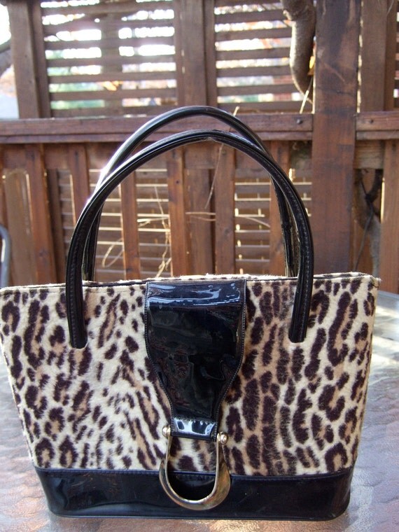 fuzzy animal print bag