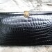 Vintage Black Leather Reptile Style Clutch