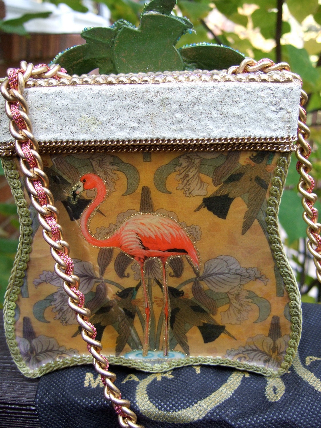 SALE Beaded Pink Flamingo Handbag by Mary Frances