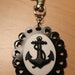 Black On White Anchor Cameo Keychain