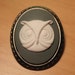 White on Gray Owl Silhouette Cameo Brooch