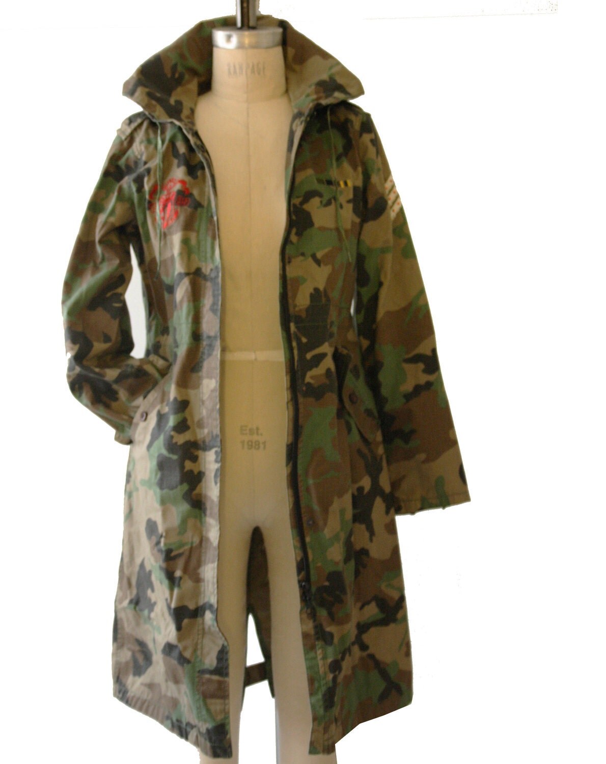 Camouflage hoodie Rain Trench Coat
