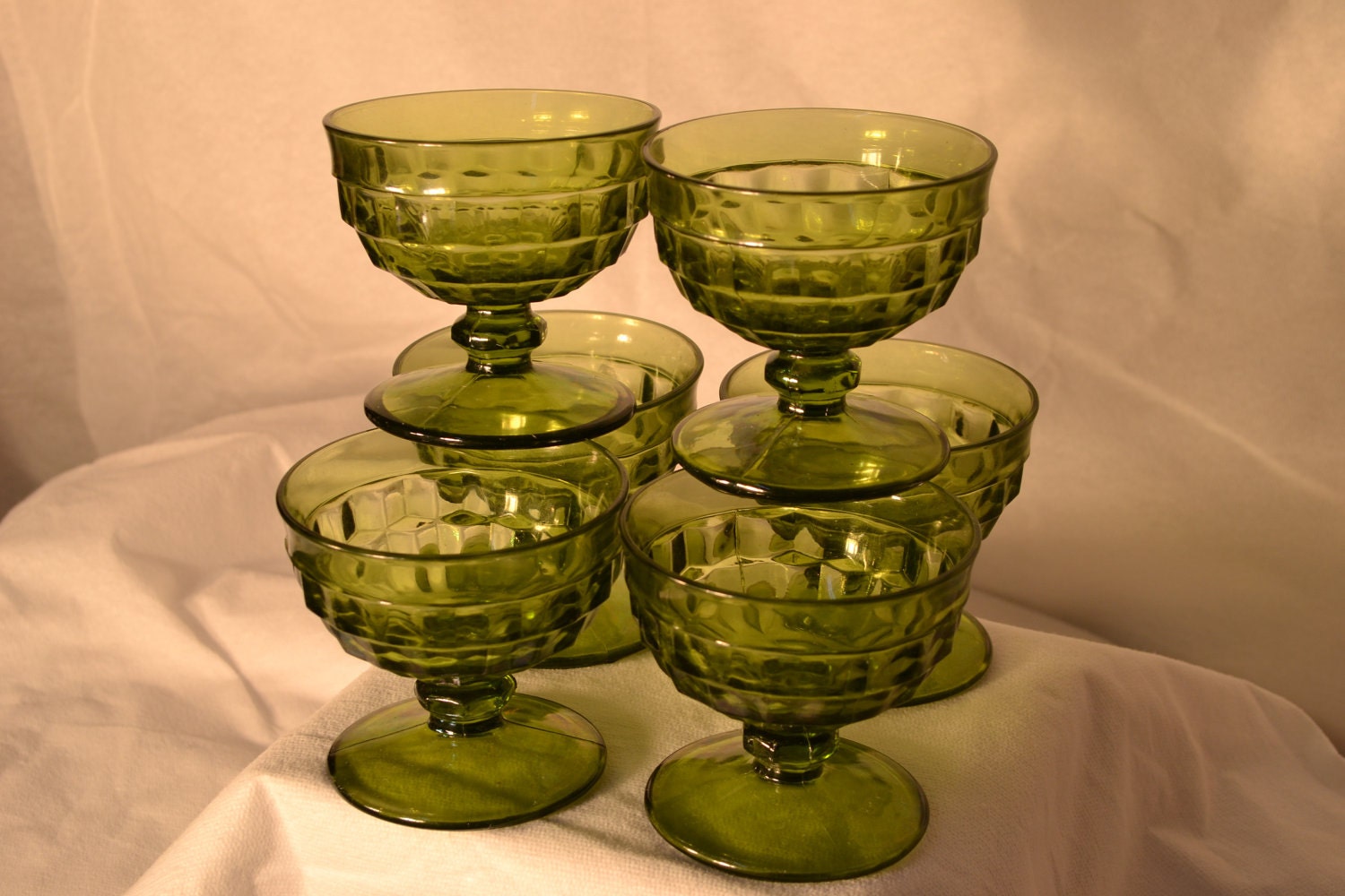 Vintage Green Fostoria Indiana Whitehall Sherbet Ice Cream