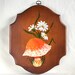 Mushroom Vintage Wood Wall Hanging Plaque. Hand Painted. Orange Spotted w/ Daisy Flowers. Wooden Woodland Meadow Mushroom. Retro Gift