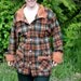 Vintage Jacket Sweater Campfire. Fleece Plaid w/ Corduroy Cuffs and Collar. Women Plus Size 18 / 20 US Woman Button Up. Perfect Condition.