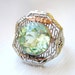 Vintage Filigree Art Nouveau White Gold Ring Green Stone With Rose Gold Accents