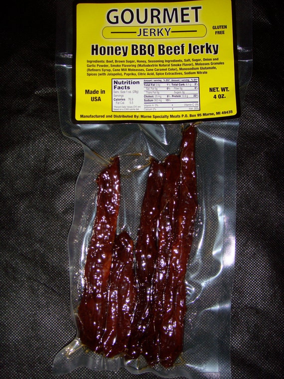 Honey BBQ Gourmet Jerky 3oz pkg by PaulsGourmetJERKY on Etsy