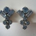 SALE Vintage Sky Blue Rhinestone Earrings Clip Backs Classic