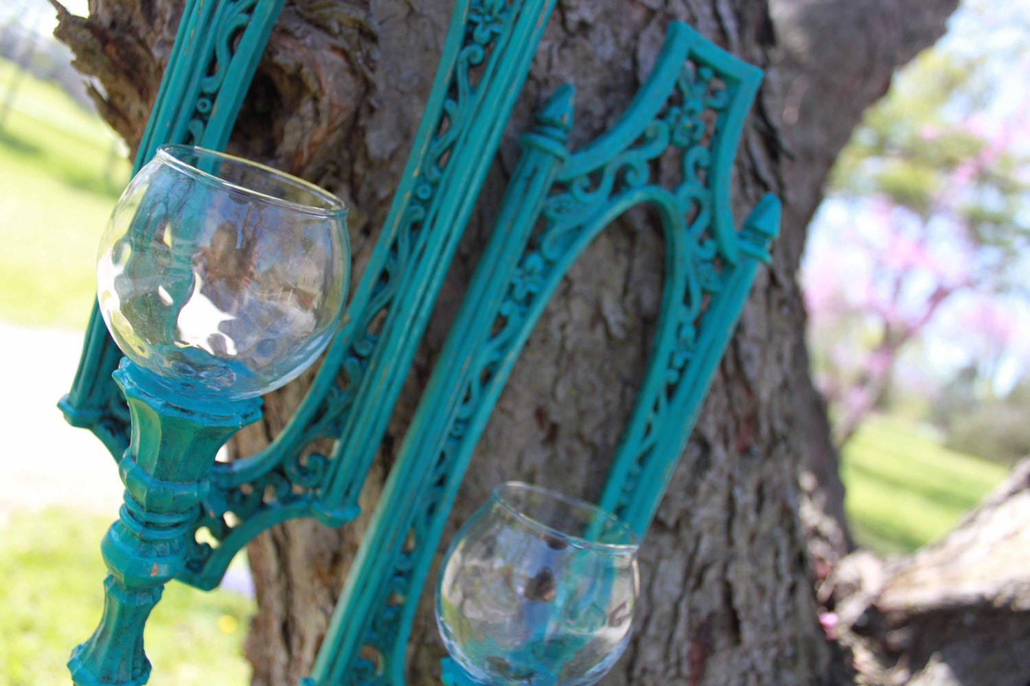 Vintage Turquoise Candle Sconces Gothic boho shabby chic